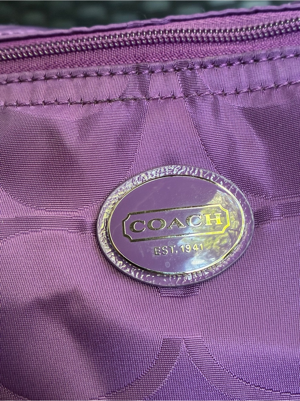 COACH BAG,Coach Purple Signature Jacquard Tote - Picture 9 of 12